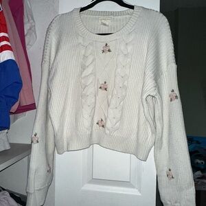 Elegant Ivory Floral Sweater